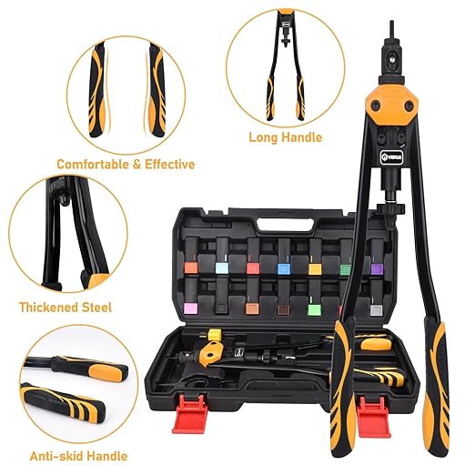 VIGRUE 16'' Rivet Nut Tool Kit Nutserts Rivnut Hand Tool Set with 15PCS Metric & SAE Mandrels
