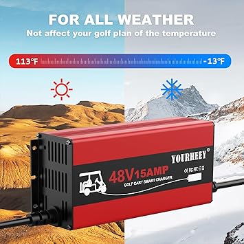 48 Volt Golf Cart Battery Charger for EZGO, 15 Amp Trickle Charge Smart Golf Cart Charger, 4-6H Full Charge Portable Golf Cart Charger for Lead Acid Battery, AGM, Gel