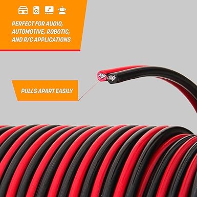 GS Power 14 Gauge Wire (14 AWG) - 100 Foot, Pure Copper, Stranded Electrical Wiring for Speaker, Automotive, Trailer, Stereo and Home Theater Applications - Red/Black
