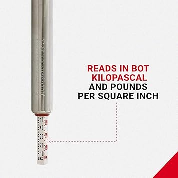 Milton S-925 Pencil Tire Pressure Gauge for Trucks, RVs Bicycle Tires, Single Head Chuck with Built-in Deflator Valve, Durable Plated Brass, Pressure Measured in PSI kPa
