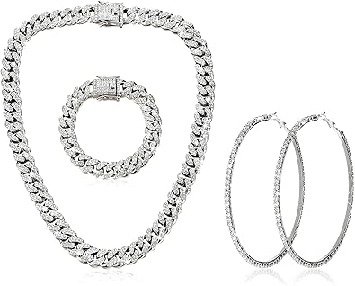 Tennis Necklace Bracelet for Women, Sterling Sliver, Dainty Chocker Necklace, Crystal Bracelet for Womwnen, Wedding Jewelry for Bride, Sparkly Party Prom Hypoallergenic