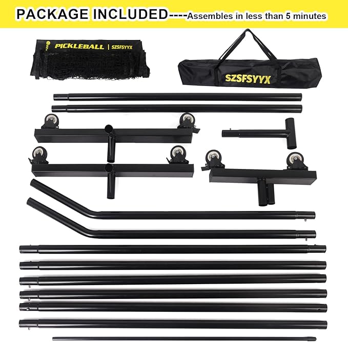 Movable Deluxe Heavy Duty Pickleball Net with Wheels,22 FT Regulation Size Including Carrying Bag,Sturdy Metal stand and upgraded PE Nets, perfectly straight, suitable for Indoor Outdoor