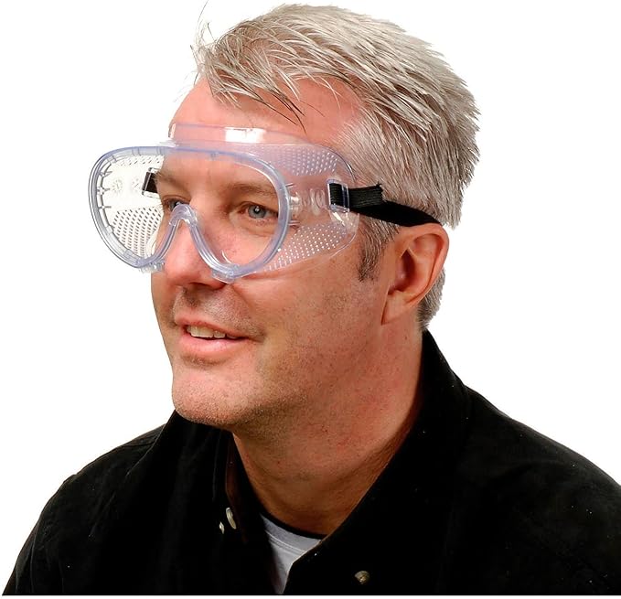 ERB Perforated Impact Resistant Goggles - Standard, Clear Lens, Black Straps
