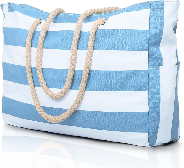 Becokan Beach Bags for Women Large Waterproof Beach Tote Bag Zipper Beach Bag Waterproof Sandproof Swim Pool Bag Large Tote