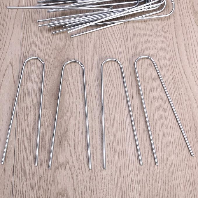 Happyyami Set of 20 Garden Stakes U-Shape for Easy Ground Insertion for Fencing Tents Tarps Random Style