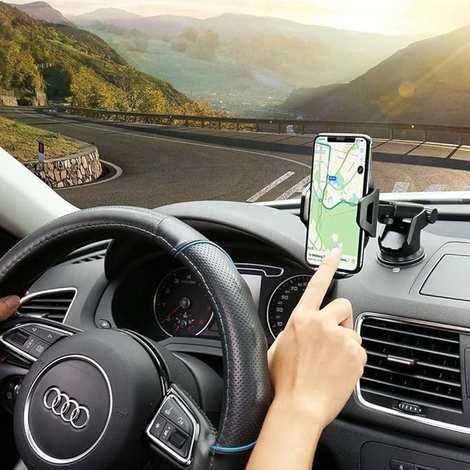 Phone Holders for Your Car Windshield or Dashboard Mount Automatic Clip with Strong Suction Cup for Smartphones up to 7.2" inch