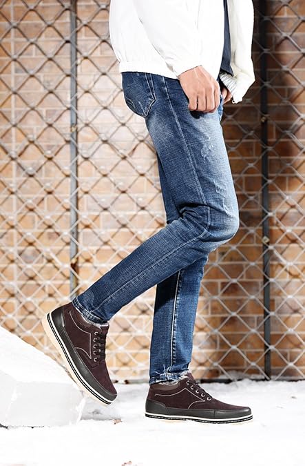 Men's Winter Cold Weather Shoes Outdoor Warm Fur Lining Suede Leather Lightweight Walking Boots