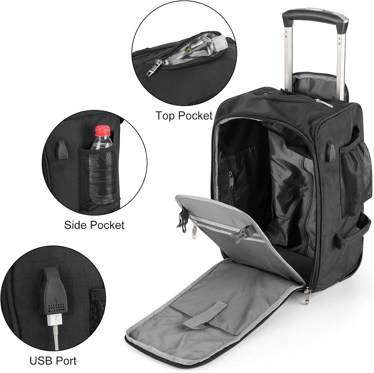 17x10x9 Inches Rolling Personal Item Under Seat Travel Bag Suitable For United Airlines, Not Suitcase, Rolling Travel Bag Design