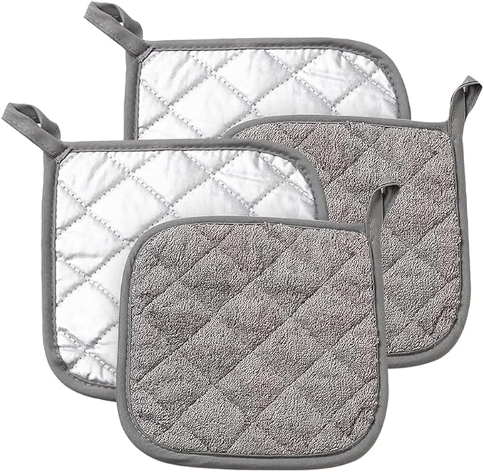 4 Pcs Cotton Pot Holders Thick Terry Cloth Pot Holders Kitchen Counter Hot Pads Oven Pan Holders Cooking Baking Potholder Trivet Hot Pan Coaster Hot Pot Mats for Dining Table