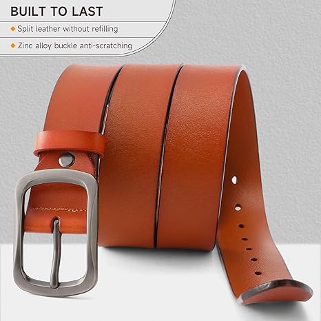 GAEKEAO Genuine Leather Belts For Men 1.57" Wide Mens Belt For Casual Golf Dress Pants with Anti-Scratch Buckle Belt