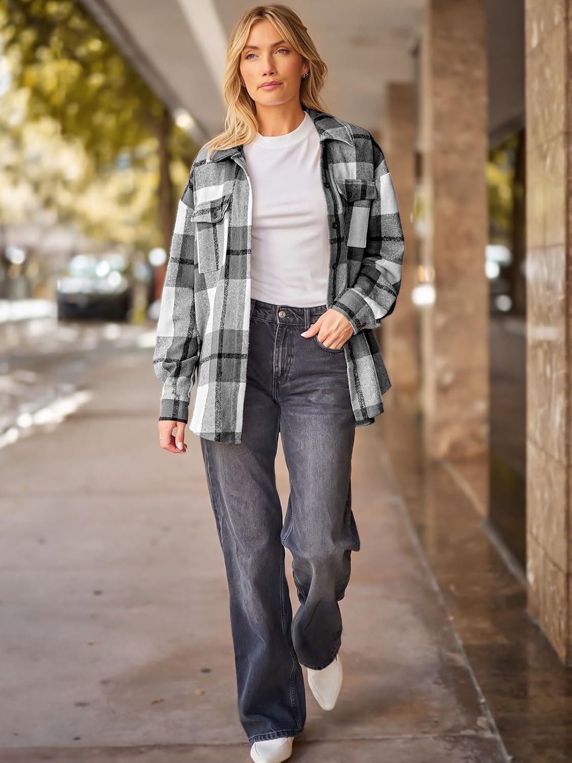 AUTOMET Shackets for Women Plaid Flannel Shirts Fall Winter Jackets Cute Tops Trendy Western Cowgirl Outfits Girls Coats