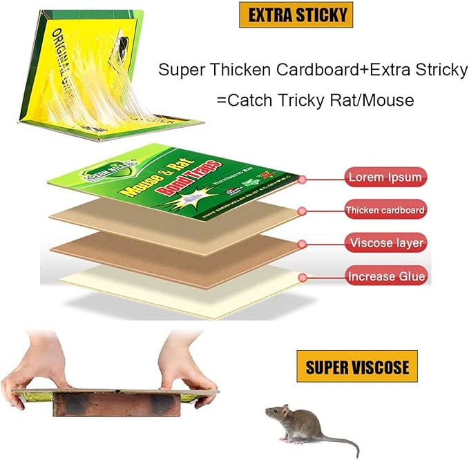 Mouse Traps,RatTraps,Mouse Traps Indoor,Rat Traps for House,Mouse Glue Traps,Mice Traps for House,Sticky Traps, Glue Boards Professional Strength That Work Capturing Indoor and Outdoor Rat