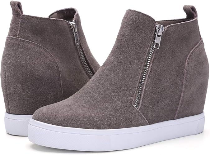 Athlefit Women's Wedge Sneakers Hidden Heel Platform Wedge Booties Hidden Wedgie Sneakers