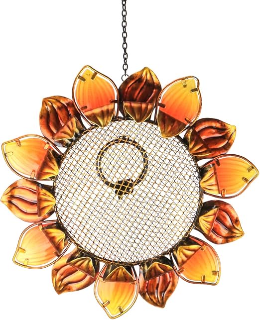 MUMTOP Wild Bird Feeders 14" Metal Sunflower Outdoor Bird Breeders Can Hang in Patio Garden Trees with Hook