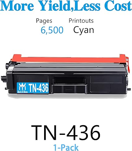 MM MUCH MORE Compatible TN436C Toner Cartridge Replacement for Brother TN436 TN 436 TN433 TN431 for HL-L8360CDW HL-L8260CDW MFC-L8900CDW HL-L8360CDWT MFC-L8610CDW Printers (High Yield, Cyan,1-Pack)