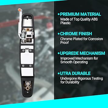 Exterior Chrome Door Handle, Rear Passenger Side, Compatible with 2007-2014 Chevy Silverado Suburban Tahoe GMC Sierra Yukon Cadillac Escalade, Replace 22738726 84053450 80547