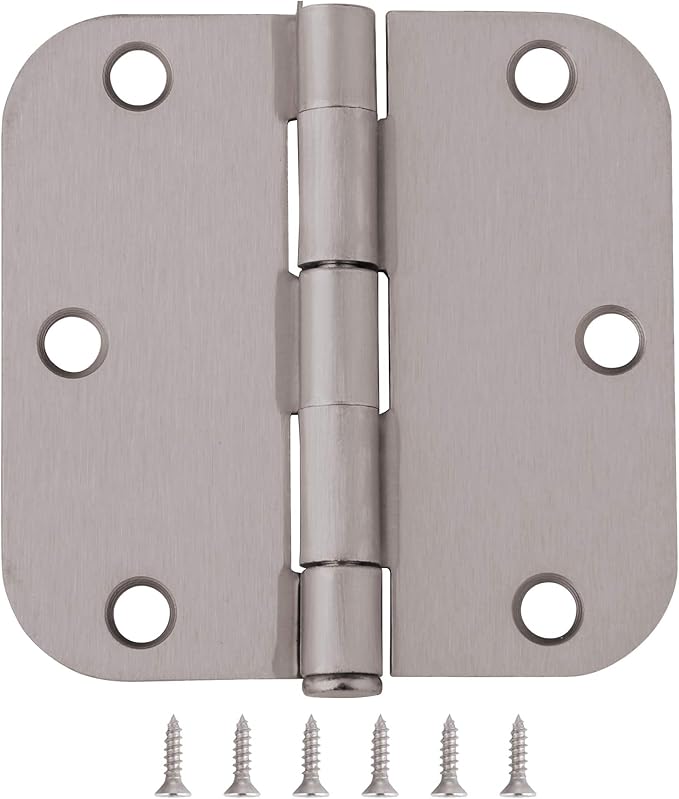 6 Value Pack of Door Hinges 3-12" Inch Satin Nickel with 58" Radius Corner by Silverline