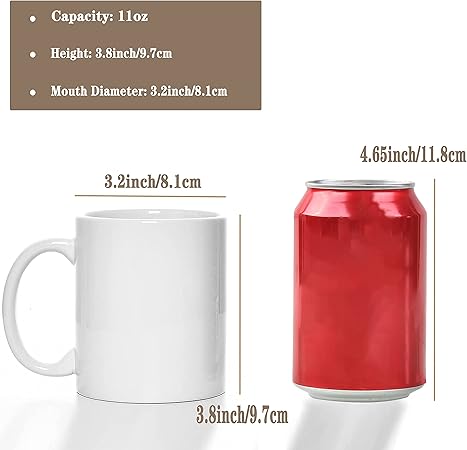 TANGLONG Sublimation Mugs Blank, Tazas Para Sublimacion, White Ceramic Sublimation Cups, Bulk Mugs for Coffee, Tea, Latte, Soup, Milk, Hot Cocoa 11 oz Set of 12