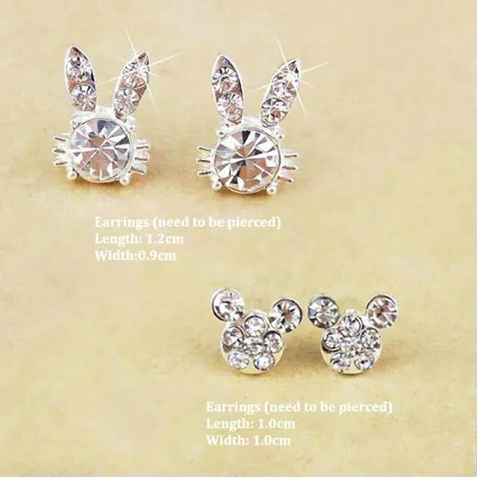 1Pair Stud Silvery Earrings Shining Fashion Women Heart Bow Earrings Jewelry-02