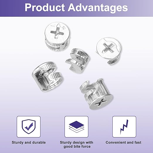 uxcell Cam Lock Nut for Furniture, 10pcs 15x9.5mm Joint Connector Locking Nuts Furniture Connecting Cam Fittings