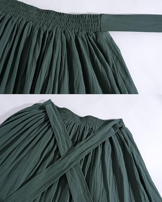 Nuoqi Women Victorian Skirt Double-Layer Maxi Renaissance Skirts Long Skirt