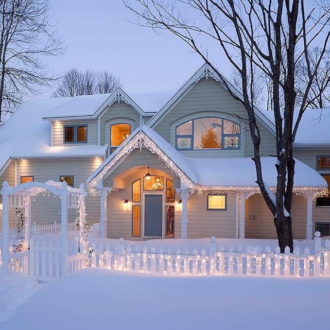 Christmas Lights 50 Count, 25 ft Christmas Lights Outdoor Indoor, Commercial Grade, Heavy Duty White Wire, Warm White Light, 6 inches Spacing