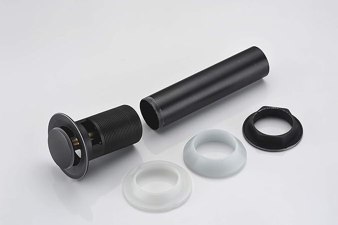 Pop Up Drain Stopper Black with Overflow, Bathroom Sink Drain Matte Black Finish, SUMERAIN