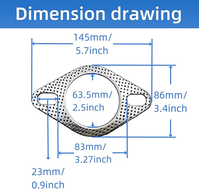 2-Pack High-Temperature Exhaust Flange Gaskets Durable Flat Muffler Donut Seal Rings, Fireproof 2-Bolt Automotive Replacement Parts (2.5inches)