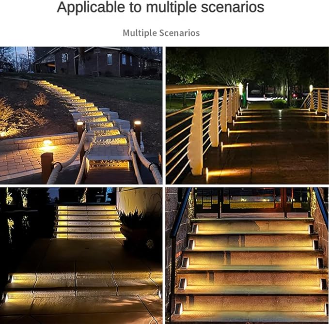 Solar Step Lights, Stair Fence Triangle Lights IP67 Outdoor Waterproof LED Deck Light for Garden Yard Patio, Porch, Front Door, Outside, Pathway, Warm White 4 Pack
