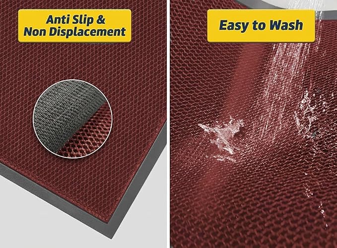Muddy Mat® Meshy Mat™ Door Mat Heavy-Duty Quick-Dry Floor Mat, Sand & Dirt Trapper for Indoor & Outdoor, Ideal for Entrance, Mudrooms,Patios & Garages,Low-Profile,Non-Slip,Washable– Red 23"x35"x0.4"