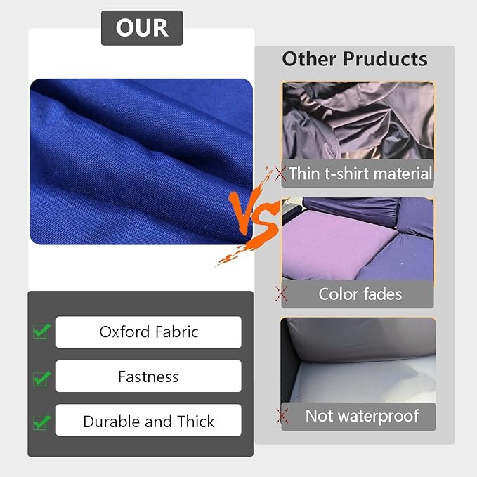 Patio Cushion Covers Replacement Outdoor Seat Cushions Cover for Patio Furniture, Deep Seat Bottom and Back Cushion Cover Set for Chair, Sofa and Couch, 2Packs, 26.5x26.5x426.5x13x4, Blue