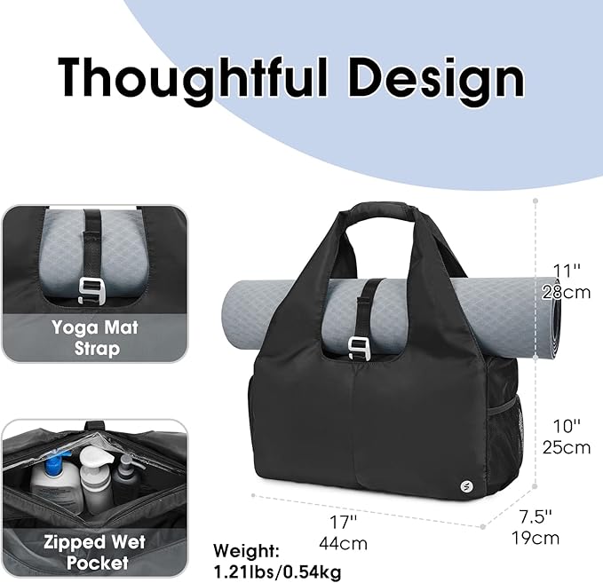 sportsnew Yoga Gym Bags for Women with Shoes Compartment Wet Dry Storage Pockets Adjustable Yoga Mat Holder, Patent Pending