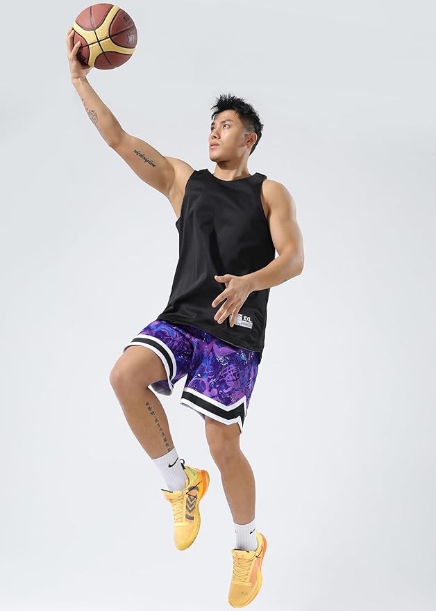 BOOMLEMON Mens Graphic Print Basketball Shorts Casual Fashion Cool Shorts Summer Gym Workout Running Short Pants