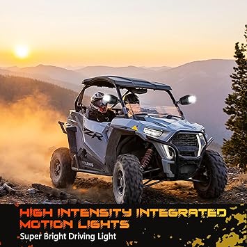 UTV LED Side Mirrors with Lights Aluminum Fits 1.75"-2 Inch Roll Bar Cage, Side Rear View Mirrors with LED Spot Light Compatible with UTV ATV Can am Maverick X3 Polaris RZR XP 1000 Yamaha