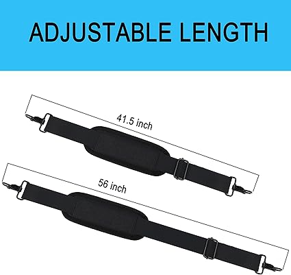 Askuko Shoulder Strap 56 Inch, Universal Adjustable Shoulder Belt Replacement Laptop Bag Shoulder Strap with Metal Hooks for Briefcase, Laptop Messenger Crossbody Bag, Luggage Duffel Camera, Black