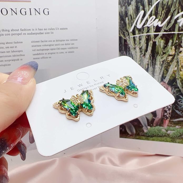 Butterfly Earrings for Women,Sparkle Glass Crystal Gemstone Butterfly Stud Earring, Valentine's Day Anniversary Birthday Wedding Mother's Day Butterfly Jewelry