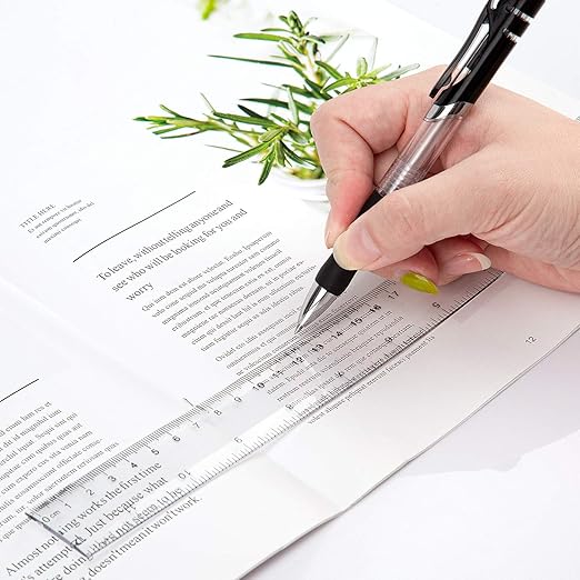 AIEX 10 Pieces Plastic Ruler with Inches and Metric Straight Ruler Transparent Ruler Measuring Tool for School, Office,Home (30 cm,12 Inches)