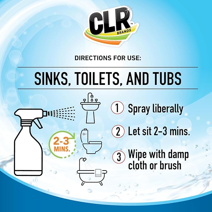 CLR Brilliant Bath Foaming Action Bathroom Cleaner Spray - For Use on Toilets, Baths, Showers, Sinks, Glass, Stainless Steel - Lavender Scent, 26 Ounce Bottle (Pack of 2)
