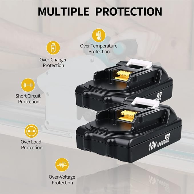 1 Pack 3.0Ah BL1815 Battery Replacement for Makita 18V Battery Lithium ion BL1830B BL1815N BL1820 BL1820B BL1830 BL1840 BL1840B BL1850 BL1840B BL1860 BL1840B