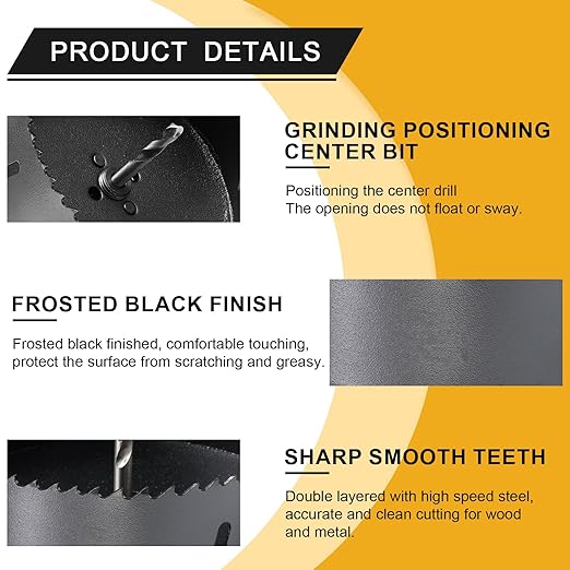 6 18 inch Hole Saw Drill Bit for Metal and Wood, M42 Bi-Metal Hole Cutter with 1.5 Cutting Depth for Drywall, Ceiling, Aluminium Alloy, Sheet Iron and Steel Frame