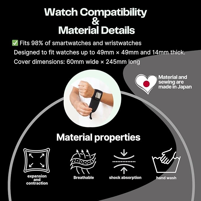 Watch Cover Watch Protector?Watchsuit VR Black/Red?A Cover That Allows You to Easily Attach Your smartwatch or Wristwatch in 5 Seconds! A Covering That can be Easily Worn for Both Sports and Work.