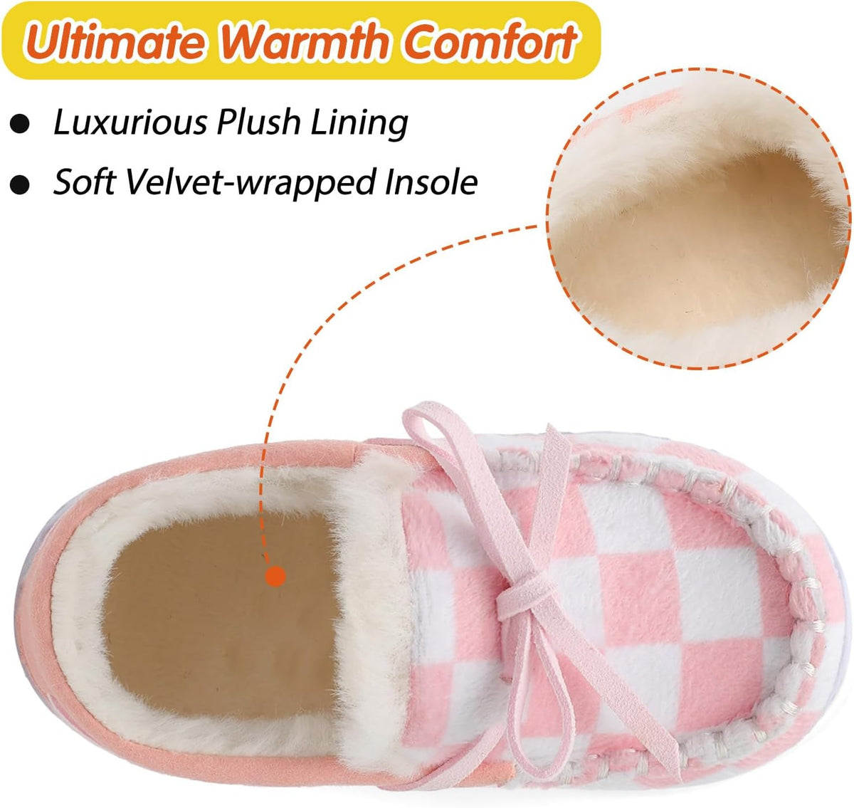 Unisex Kids Toddler Slippers Suede Moccasin Slippers for Boys Girls Baby Lined with Warm Fur