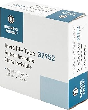 32952 Business Source Invisible Tape Dispenser Refill Roll Clear 1Roll 1 (Pack of 2)