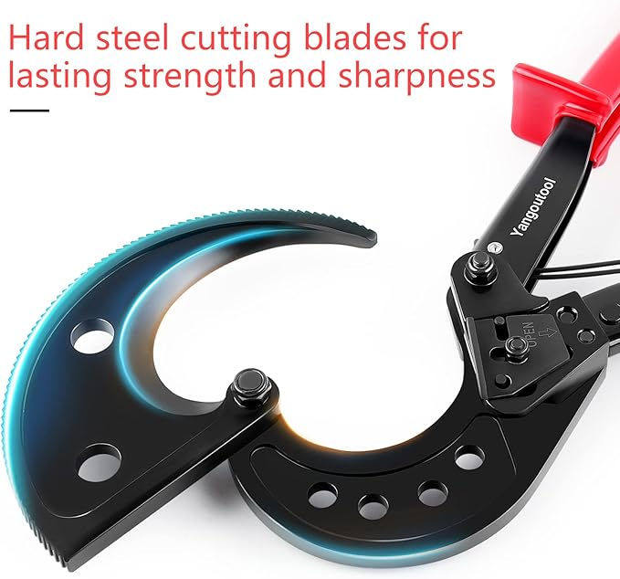 Yangoutool Ratcheting Cable Cutters up to 400mm2 22.5mm0.89 inches Heavy Duty Aluminum Copper Ratchet Wire Cutter for Cutting Electrical Wire