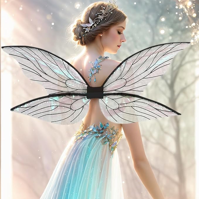 jarbins Large Fairy Wings for Girls Fairy Wings Dress Up Cosplay Wing Party Props Black Wings for Wedding Masquerade Accessory Festive Party Props