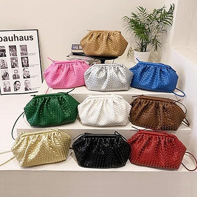 NOVAVOGE New woven clip button cloud bag women versatile trend simple texture shoulder messenger bag