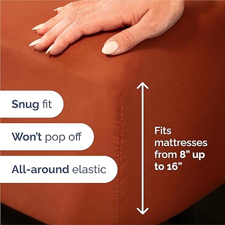 King Size 4 Piece Sheet Set - Comfy Breathable Cooling Bed Sheets Set - Hotel Luxury Bedding for Women, Men, Kids Teens - Deep Pockets, Easy-Fit, Super Soft Wrinkle Free - Oeko-Tex - Terracotta