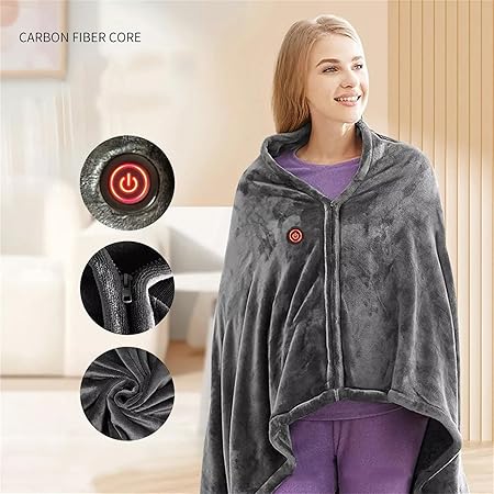 Snugmate - Heated Blanket Sweater, USB Heated Blanket, Cordless Electric Blanket, 9 Heating Zones, Machine Washable Super Cozy Soft Wearable Blanket with 3 Heating Levels (1pcs)