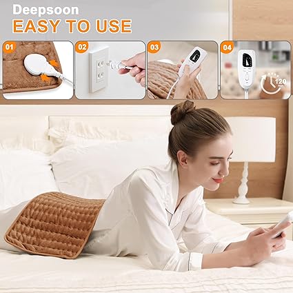 Heating Pad-Electric Heating Pads for Back,Neck,Abdomen,Moist Heated Pad for Shoulder,Knee,Hot Pad for Arms and Legs,DryMoist Heat Auto Shut Off(Brown, 12''24'')