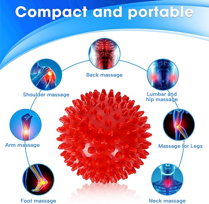 3 Pack Spiky Hard Massage Balls, Massager Rollers for Plantar Fasciitis,Muscle Soreness Massager Ball - Exercise, Neuro-Balance, Physical Therapy, 3 inches